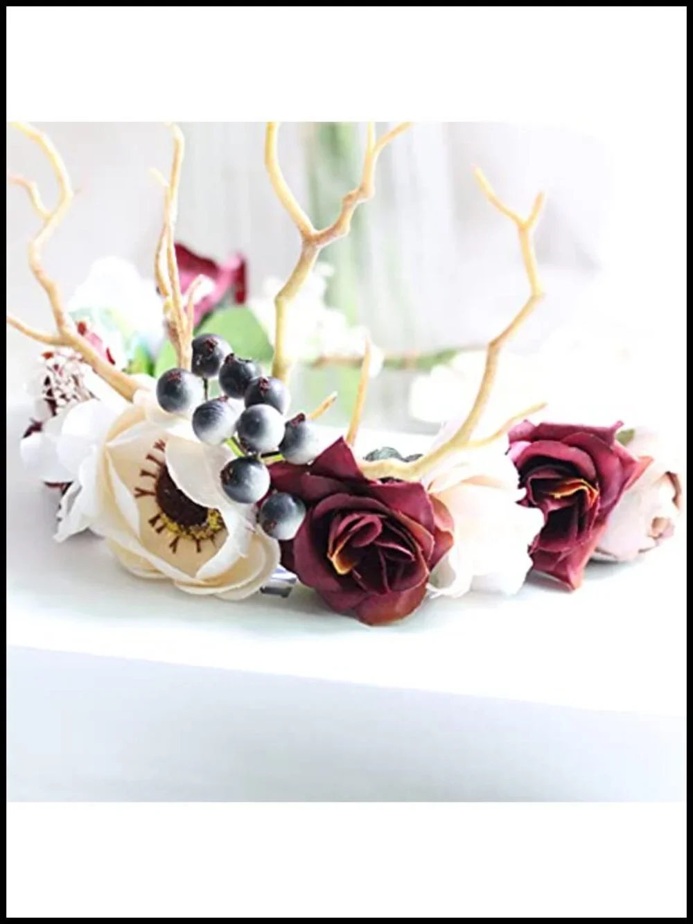 Deer Flower Crown Floral Headpiece Hair Halo Adjustable Women's